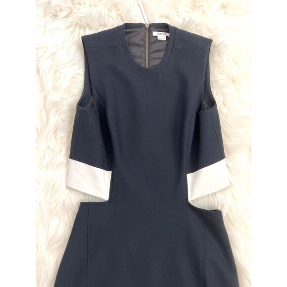Helmut Lang Cutout Leather Trimmed Dress - Picture 4 of 5